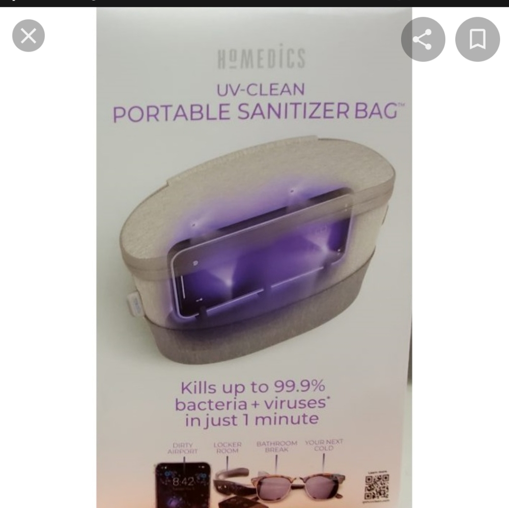 Homedics uv sanitation portable bag